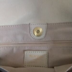 Light Cream Women's Shoulder Bag with Gold Hardware